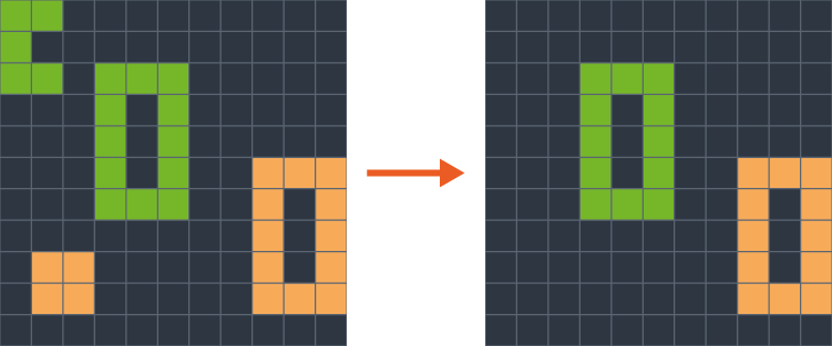 The hollow rectangle shapes remain.