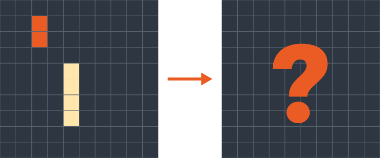 Task B test two. Two vertical lines one orange and one cream.